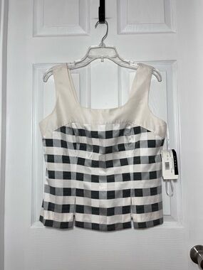 Virgo Retro Style Cream and Black blouse with label detail